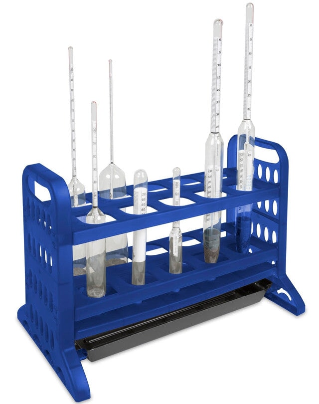 Heathrow Scientific 121003 Hydrometer Rack, 10-Place, Blue, 1/pk