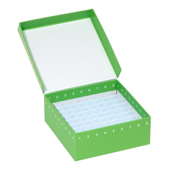 Celltreat 229949G Storage Box, 100 Place, Hinged Cardboard with Polypropylene Insert, Green, 10/pk