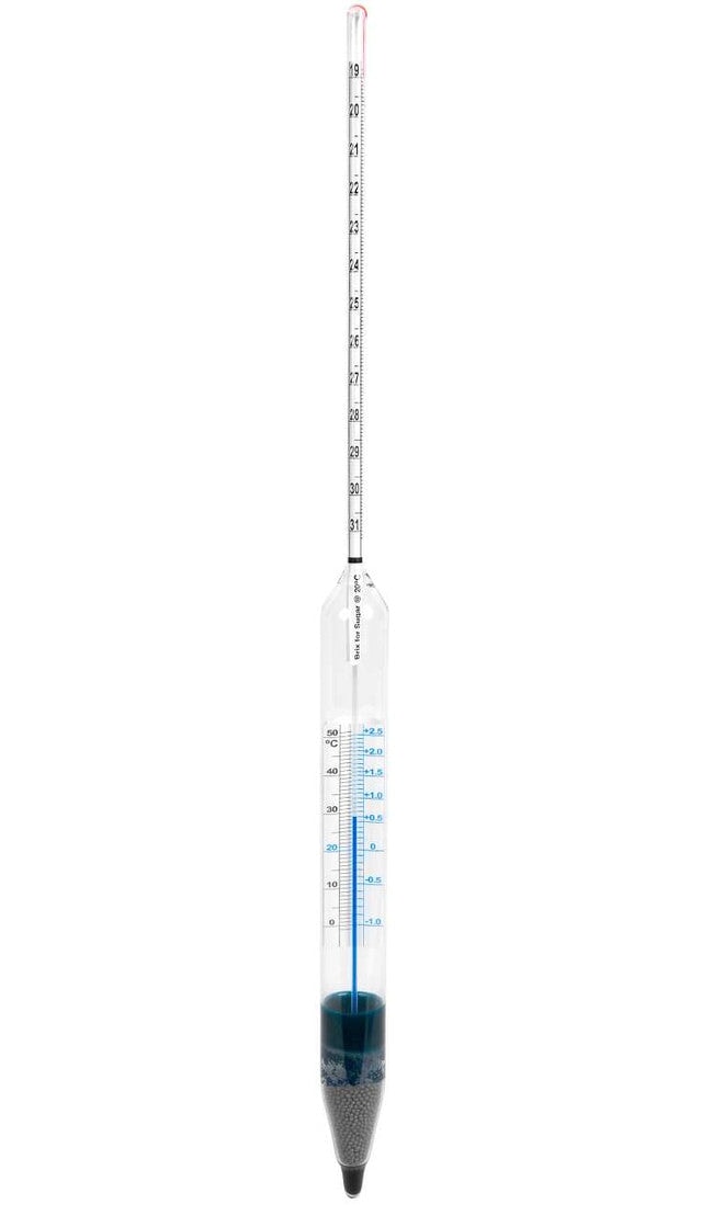 Heathrow Scientific 6601TS-3 Brix Hydrometer, with Thermometer (°C) 19 to 31°, 1/pk