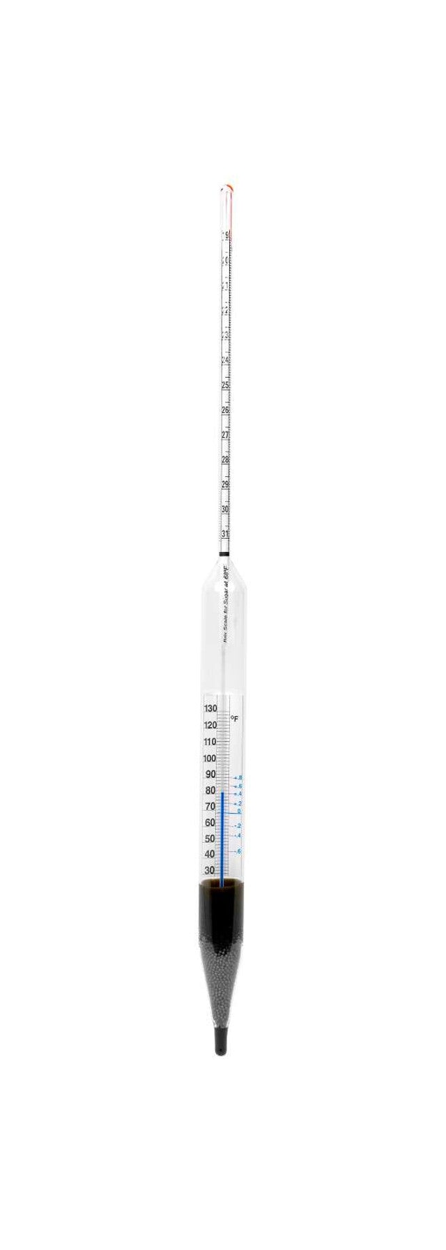 Heathrow Scientific 6601TS-1F Brix Hydrometer, with Thermometer (°F) 0 to 12°, 1/pk