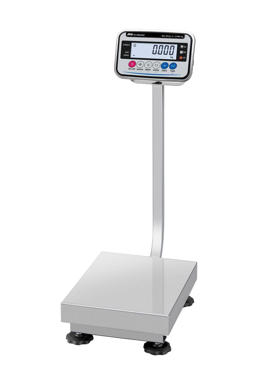 AND Weighing FG-30KACMWP Waterproof Bench Scale, NTEP, Class III, 60 lb x 0.02 lb