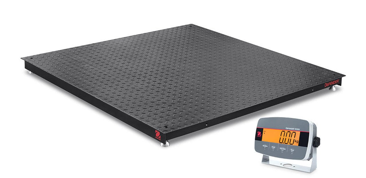Ohaus i-DF33P2500B1L Defender 3000 Washdown Floor Scale, NTEP, 4' x 4', 2500 lb x 0.5 lb