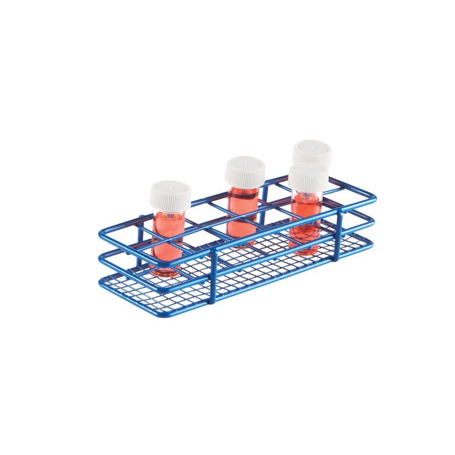 Heathrow Scientific 120085 Coated Wire Tube Rack 20-25mm 2x6 Format, Blue