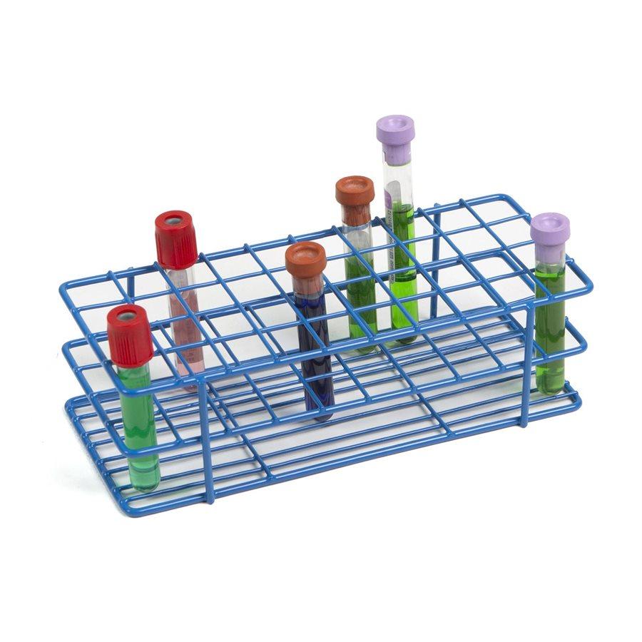 Heathrow Scientific 120761 Coated Wire Tube Rack 13-16mm 4x12 Format, Blue