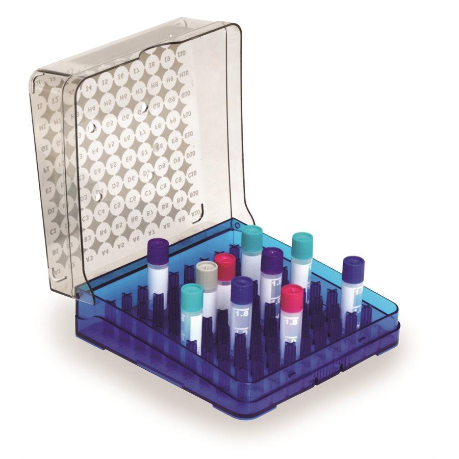 Heathrow Scientific 23300D Arctic Squares Cryogenic Tube Storage Box PC 100-Place, Blue