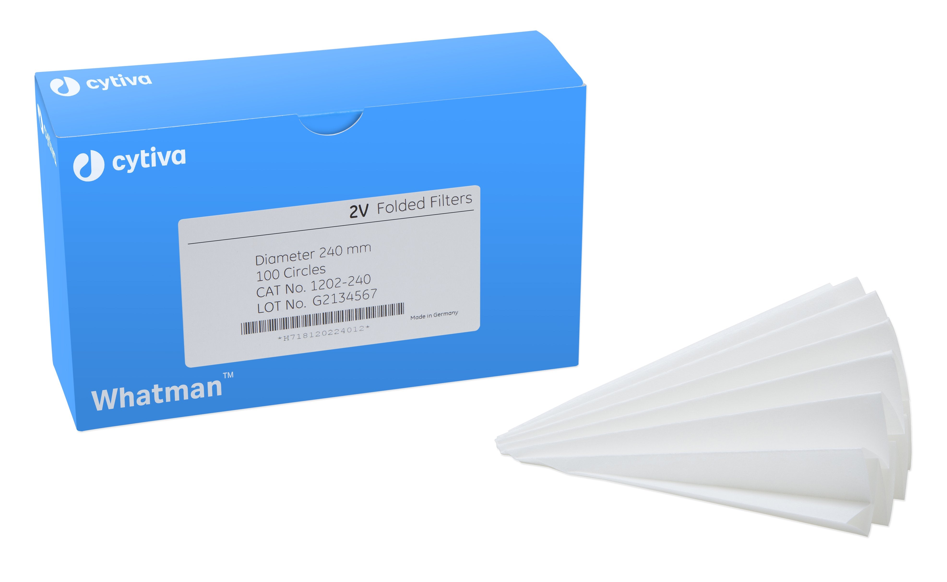 Whatman 1202-270 Filter Circles, 270mm Dia, Folded Prepleated Grade 2V, 100/pk (PN:1202-270)