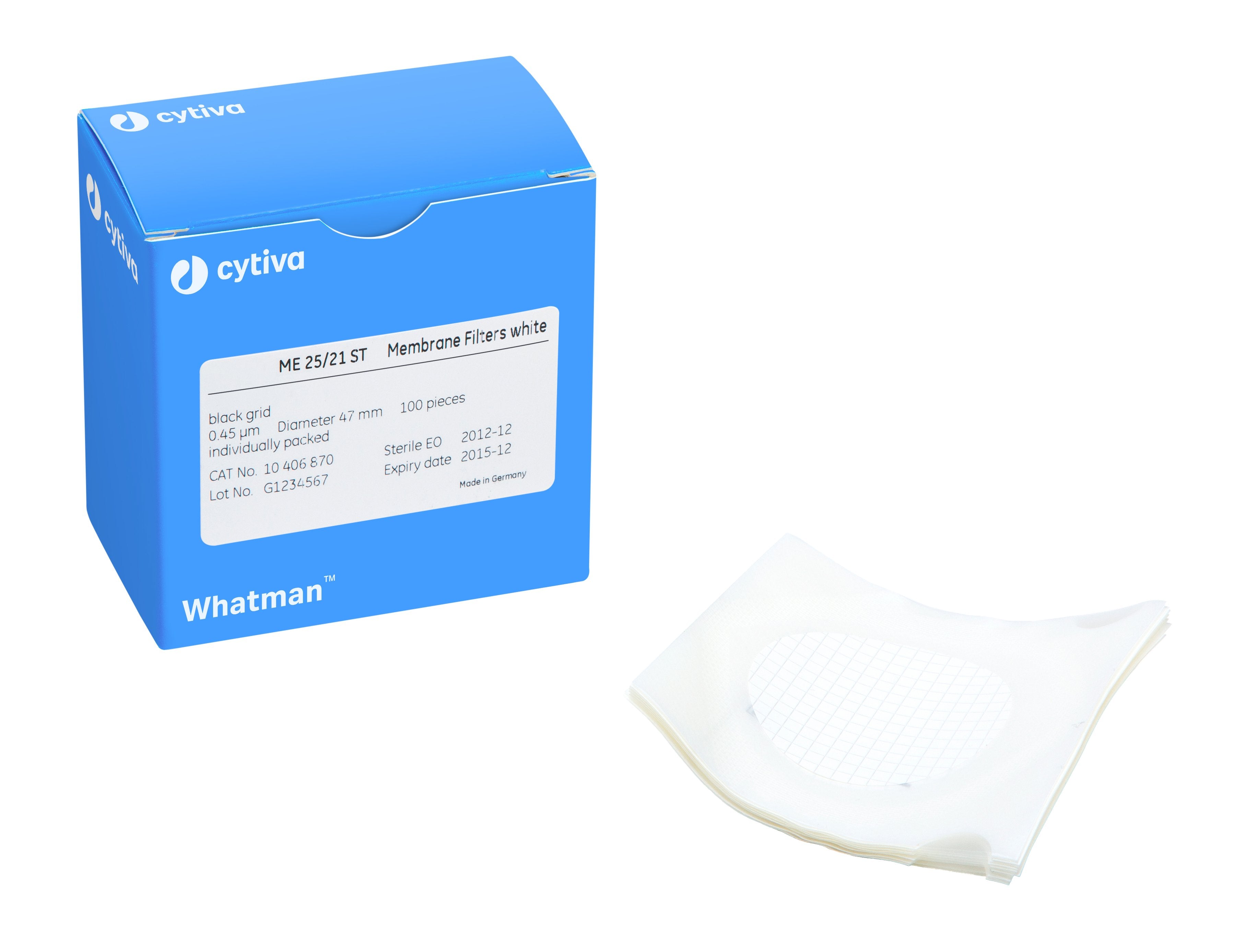 Whatman 7141-154 Filter Circles, 47mm Dia, Mixed Cellulose Ester WME White/ Black Grid 3.1mm without Pad, Sterile, 0.45 micrometer Pore Size, 1000/pk (PN: 7141-154)