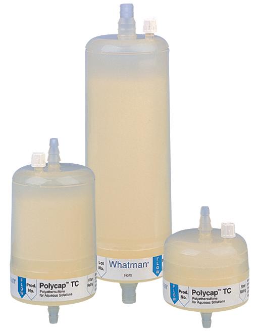 Whatman 6715-3601 Polycap TC 36 Plus Filling Bell, 0.2/0.1 micrometer Pore Size, Polyethersulfone, SB Inlet, SB Outlet, Sterile, 1/pk