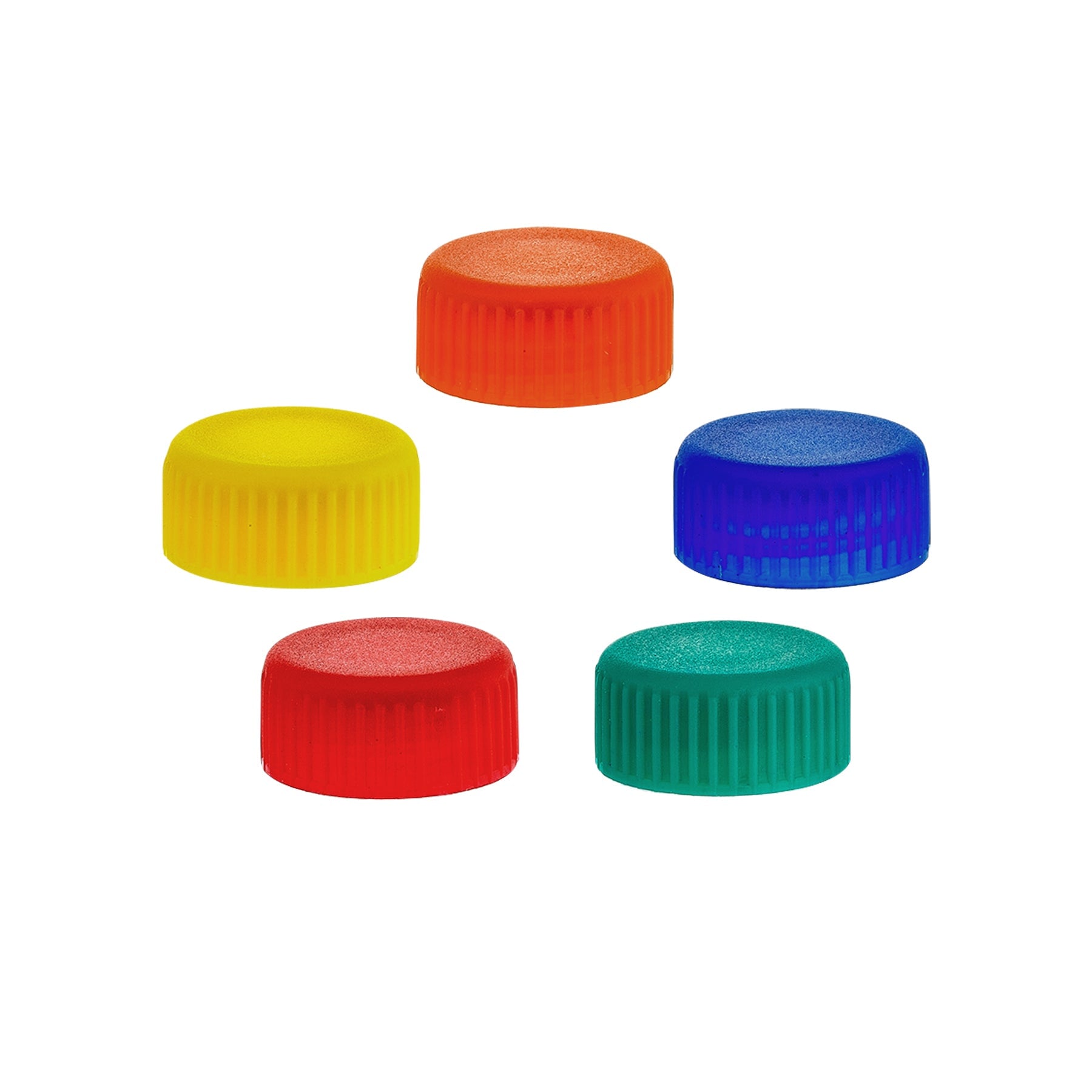 MTC Bio C3175-AST Screw cap for 2.0mL microtube, assorted colors (red, blue, green, yellow, orange), non-sterile, w/ installed O-ring, 1000/bag