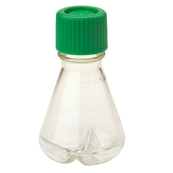 CELLTREAT 229823 Erlenmeyer Flask, Vent Cap, Baffled Bottom, PC, Sterile 125mL, 12pk