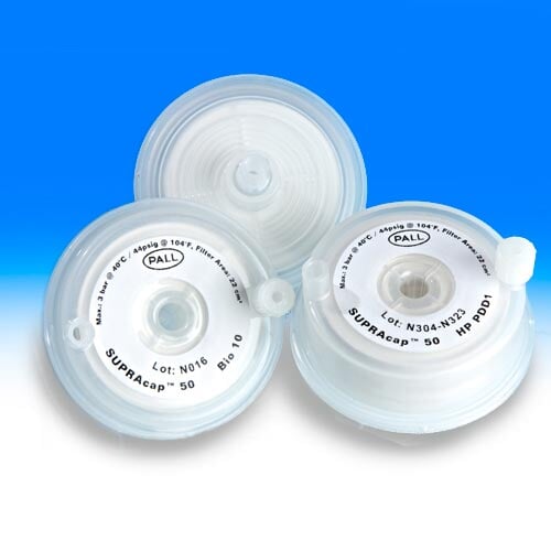 PALL SC050B020 Supracap 50 depth filter capsule with single-layer media grade BIO 20 (0.4-1 µm retention rating) and luer-lock connections