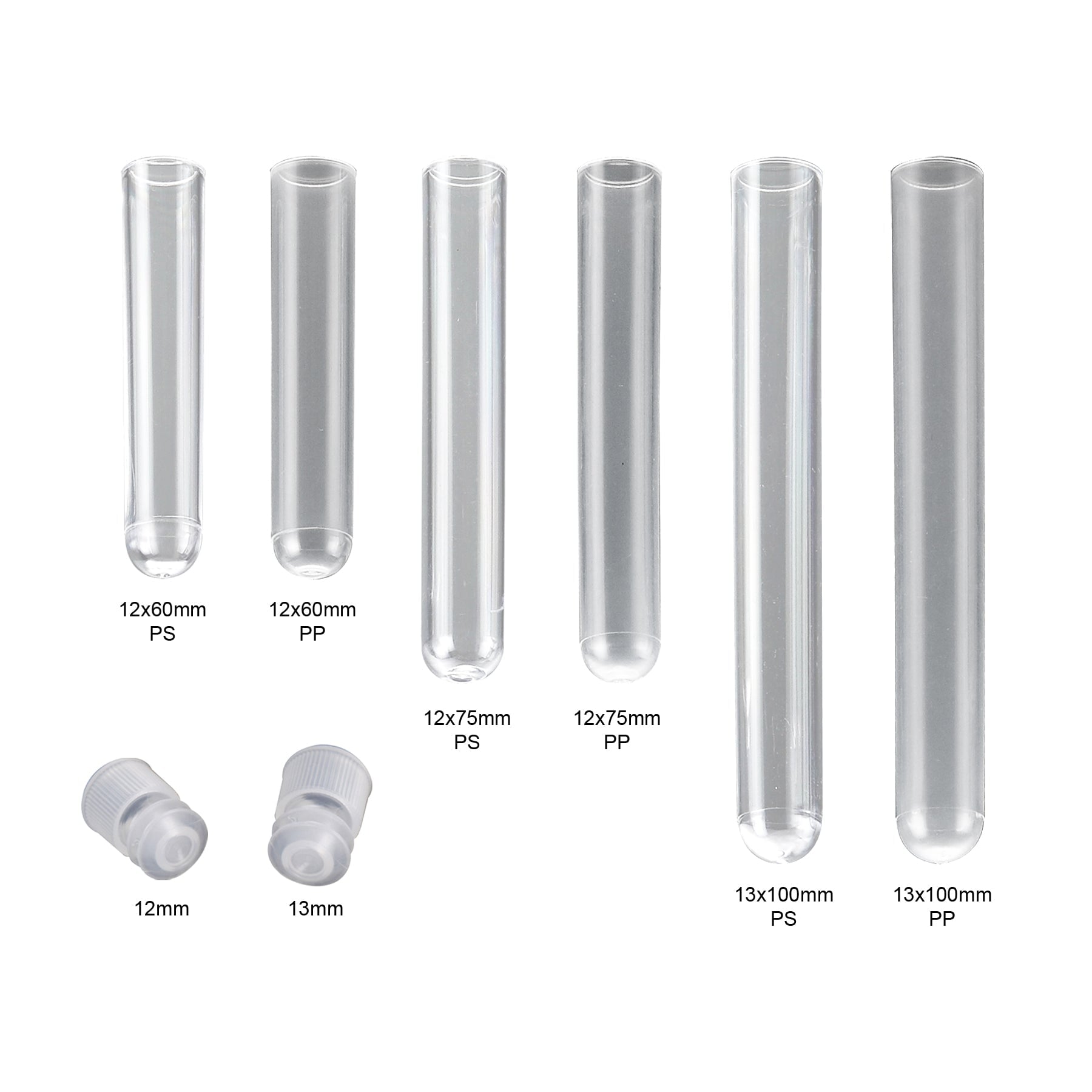 MTC Bio T1121 Test Tube / Culture Tube, 12x60mm, 3mL, PP, rimless, no cap, non-sterile, 10 bags of 500 tubes