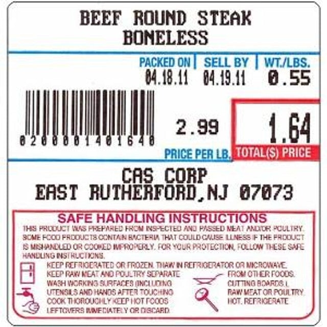 CAS LST-8040 Labels, UPC/Safe Handling