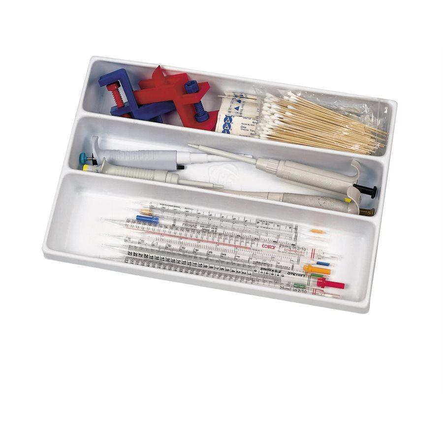 Heathrow Scientific 2538A 3-Compartment Drawer Organizer, Polystyrene, White