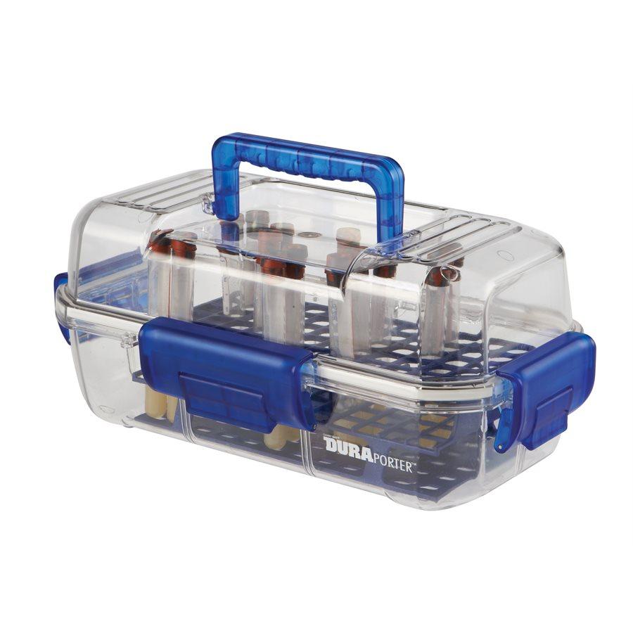 Heathrow Scientific 120052 DuraPorter Specimen or Sample Transport Box, Clear/Blue
