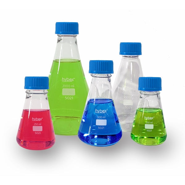 Benchmark Scientific B3220-1000 hybex™ Erlenmeyer Flask, threaded with cap, 1000ml, case of 6