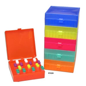MTC Bio R1020-G Storage Box, hinged lid, 100 x 1.5mL, Green, 5/pk