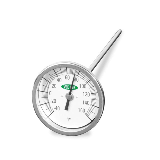 Heathrow Scientific 82160-6 Thermometer, Dial, -40° to 160°F, 3" Diameter, 6" Stem Length, 1/pk