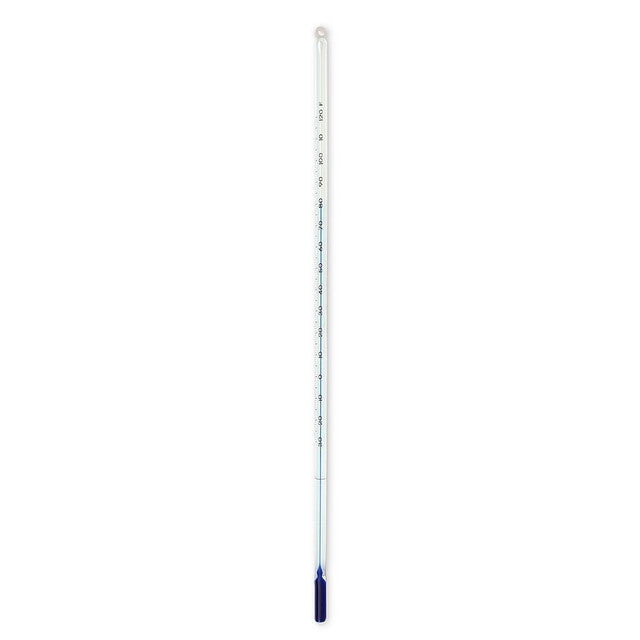 Heathrow Scientific 80910 Thermometer, Blue Liquid, -10 to 250°F, Partial Immersion, 15.375" , 1/pk