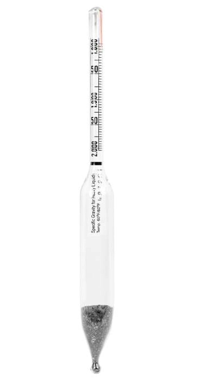 Heathrow Scientific 6604-3 Specific Gravity Hydrometers, 1.400 to 1.650, 0.005 subdivisions, 165 mm, 1/pk