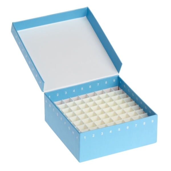 Celltreat 229949B Storage Box, 100 Place, Hinged Cardboard with Polypropylene Insert, Blue, 10/pk