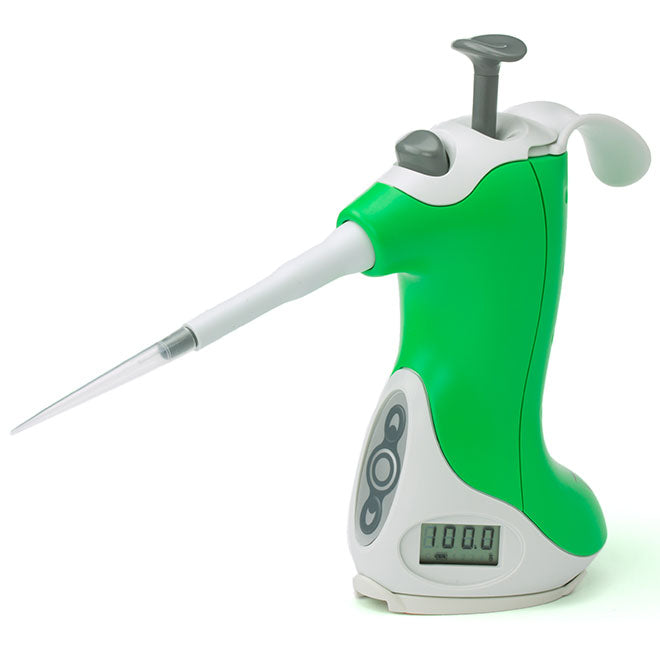 VistaLab 1057-0100 Ovation QS Quick Set Digital Ergonomic Single-Channel Pipette, 10 to 100 uL, Green