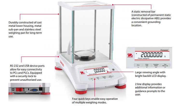 Ohaus PX224 Pioneer Analytical Balance (replacement for PA224C)