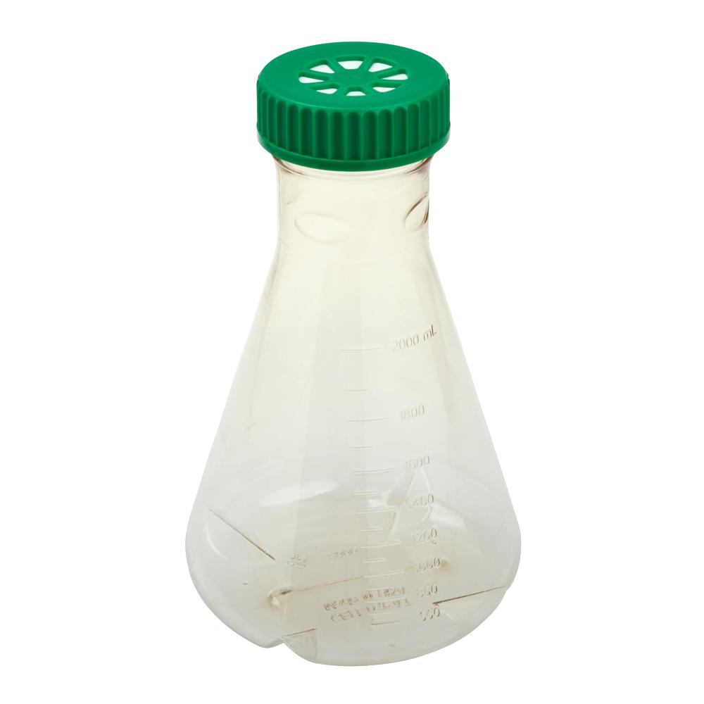 CELLTREAT 229855 2L Erlenmeyer Flask, Vent Cap, Baffled Bottom, Sterile (6/pk)