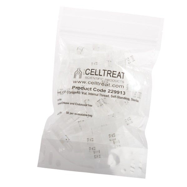 CELLTREAT 229917B CF Cryogenic Vial 3.6 mL, Internal Thread, Self-Standing, Sterile, 500/pk