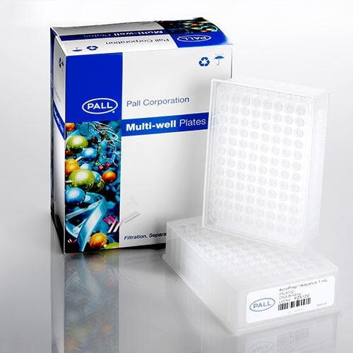 PALL 5053 AcroPrep 96 Filter Plates, 1 mL - 3.0 µm, glass fiber media/0.2 µm Bio-Inert membrane (5/pkg)