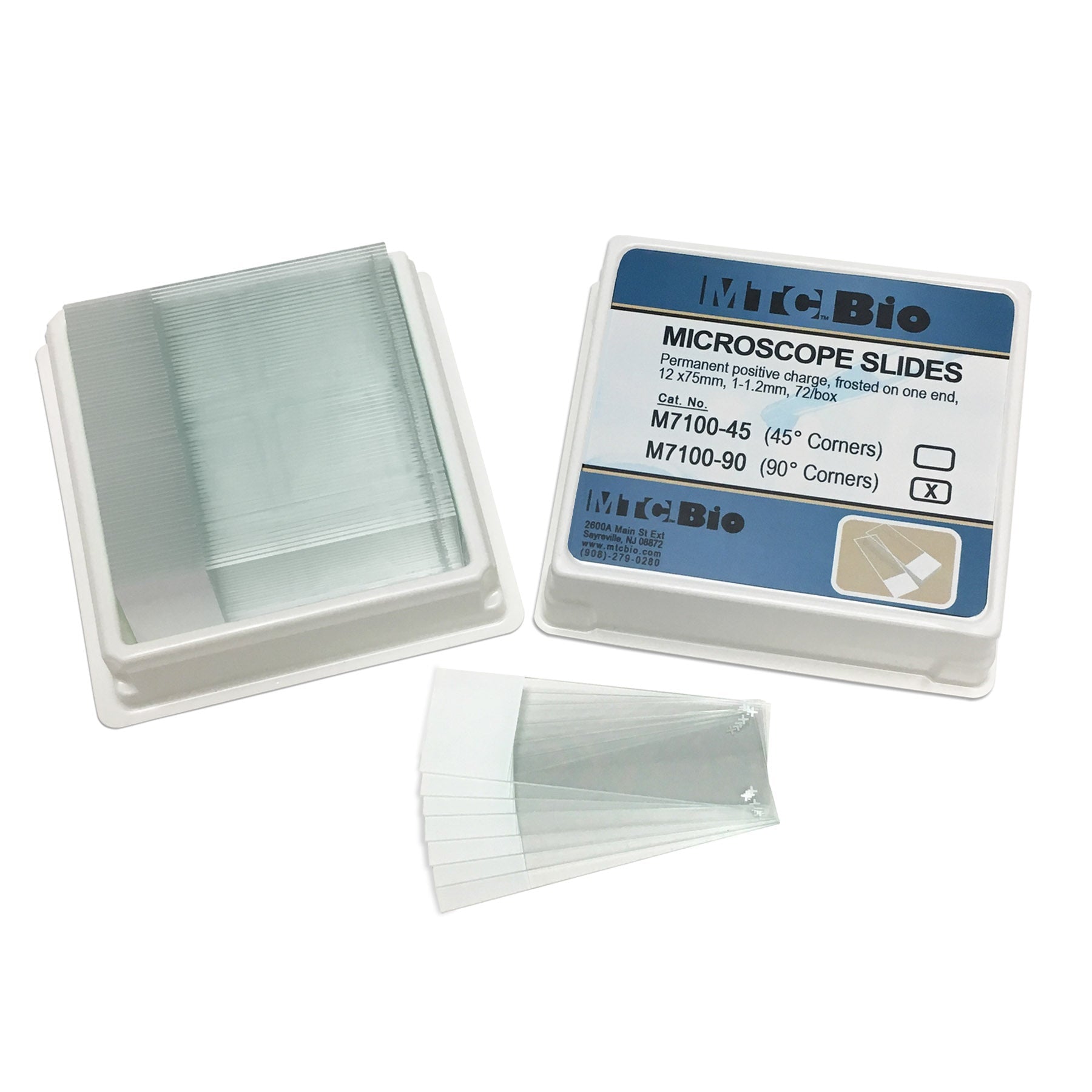 MTC Bio M7100-90 Microscope slides, positive charged, 90° corners, frosted on one end, 25 x 75mm