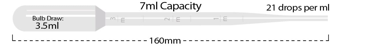 MTC Bio P4114-11 Transfer pipette, 7ml, large bulb, graduated to 3mL, sterile, individually wrapped, 500/cs