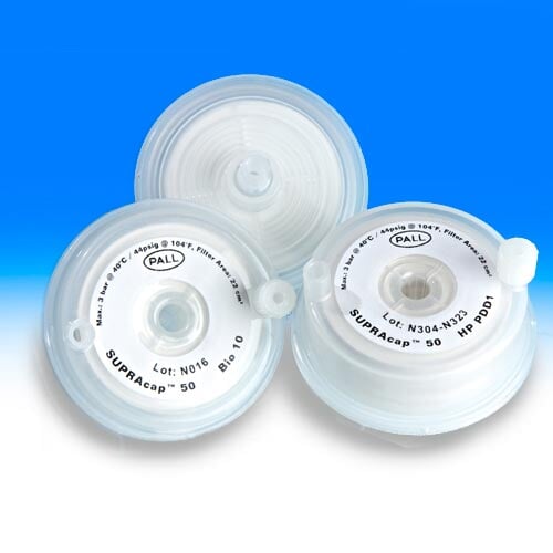 PALL SC050B020 Supracap 50 depth filter capsule with single-layer media grade BIO 20 (0.4-1 µm retention rating) and luer-lock connections