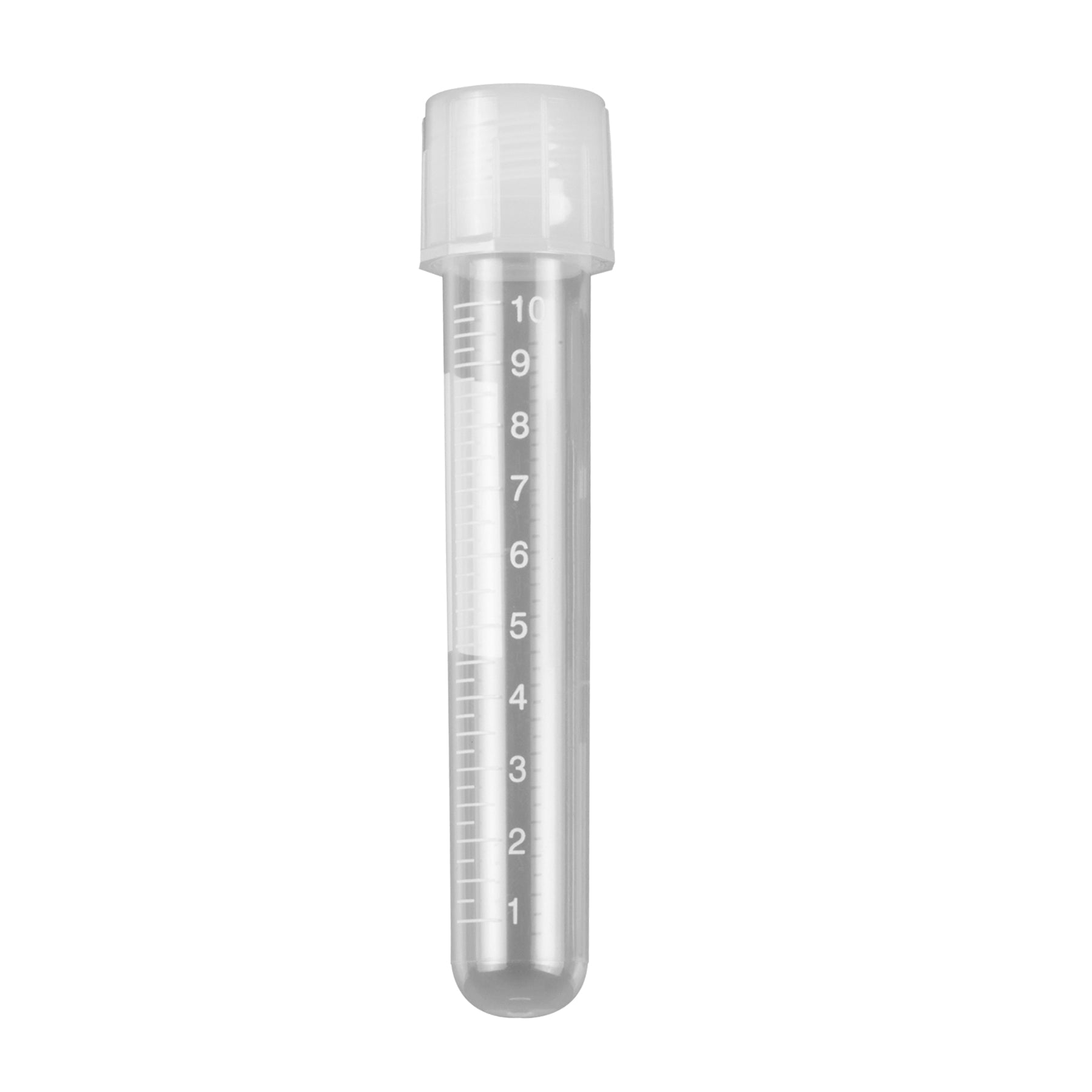 MTC Bio T8840 Culture Tube, 14mL, 17 x 100mm, PS, w/ attached 2-position screw-cap, printed graduations, sterile, 20 bags of 25 tubes