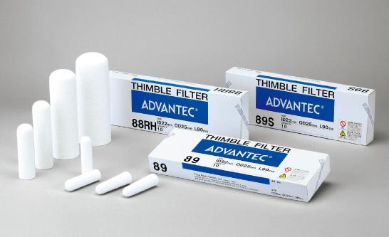 Advantec N089S22X25X90MM Thimble Filters NO.89 PTFE/SILICA THIMBLE ID22 OD25 L90MM 10/PK