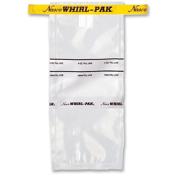 Nasco B01062WA Whirl-Pak® Write-On Bags - 4 oz. (118 ml) - Box of 500 - Yellow Tape