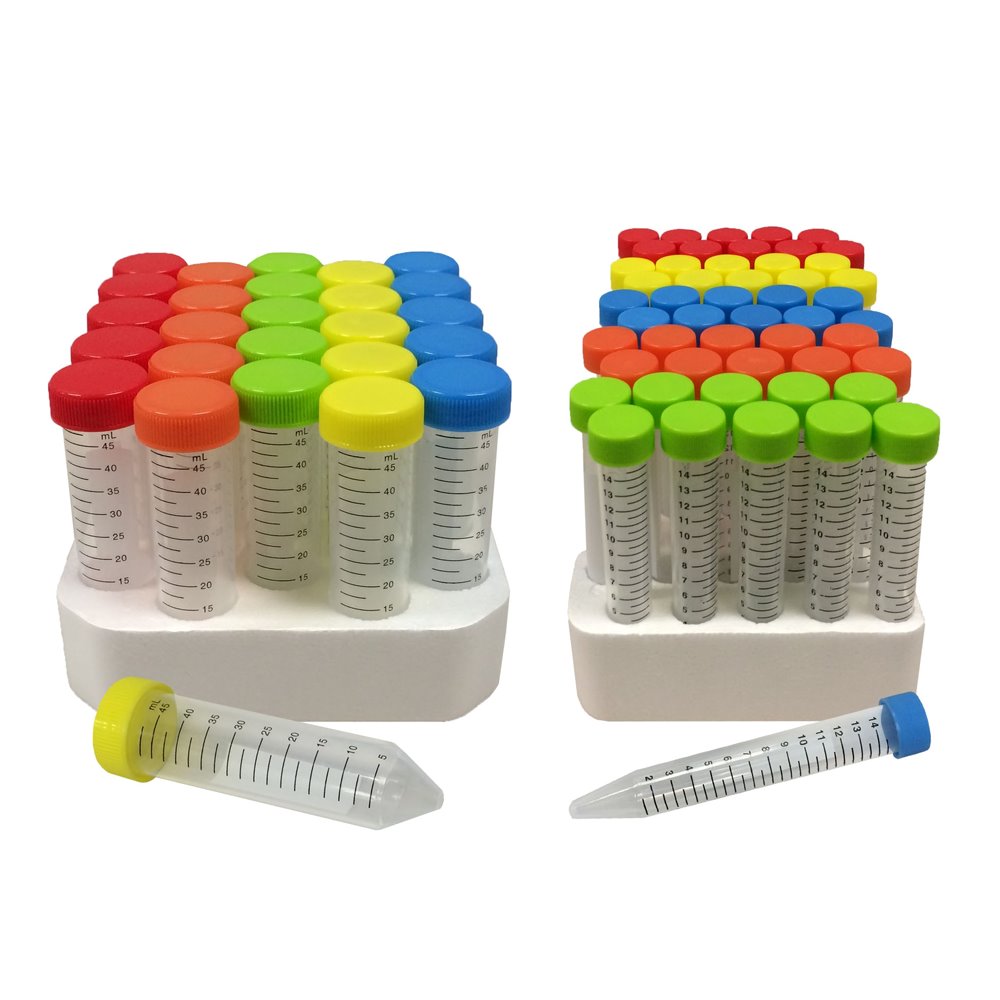 MTC Bio C2750 SpectraTube™ 50ml PP (29x115mm), flat rainbow screw cap, 25/foam rack, 500/cs