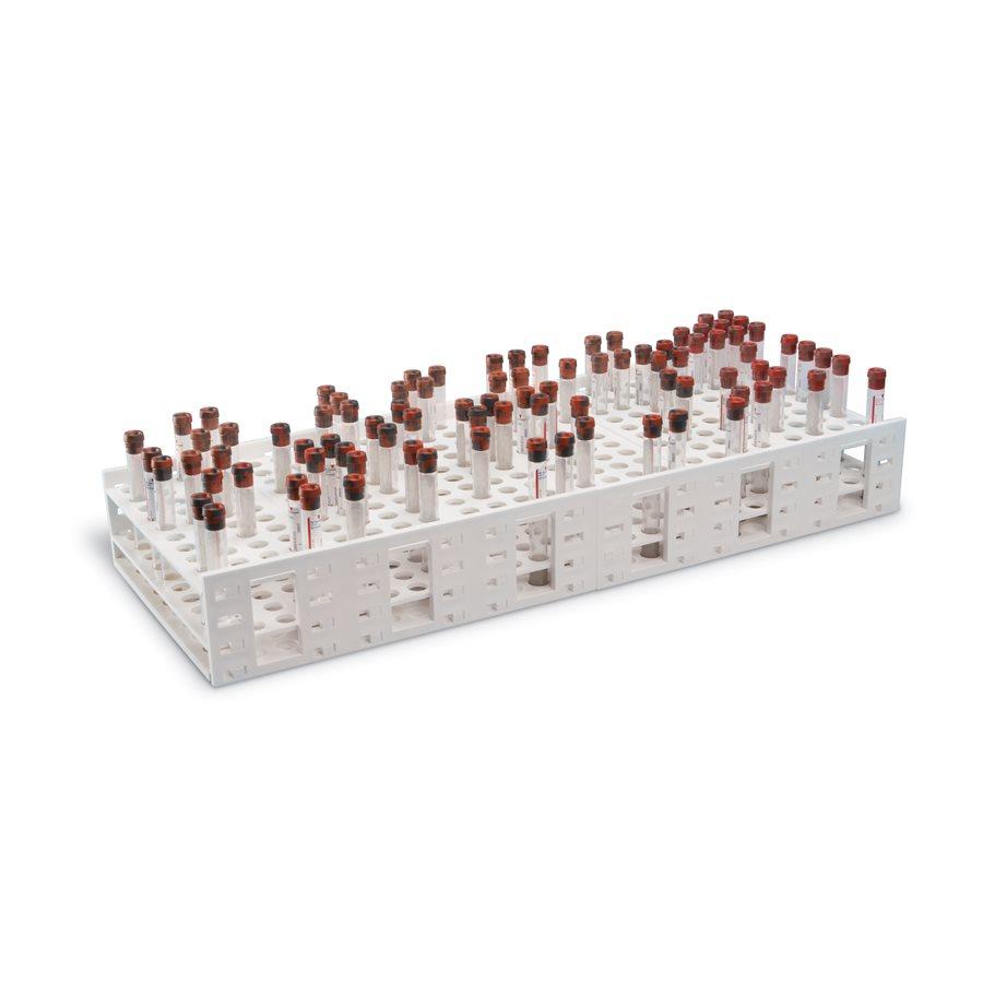 Heathrow Scientific 120114 Mega Rack Tube Rack Double for 13-16mm Tubes, White