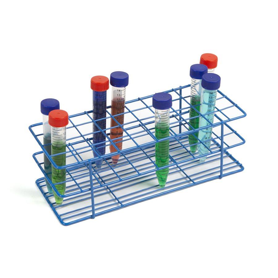 Heathrow Scientific 120764 Coated Wire Tube Rack 16-20mm 4x10 Format, Blue