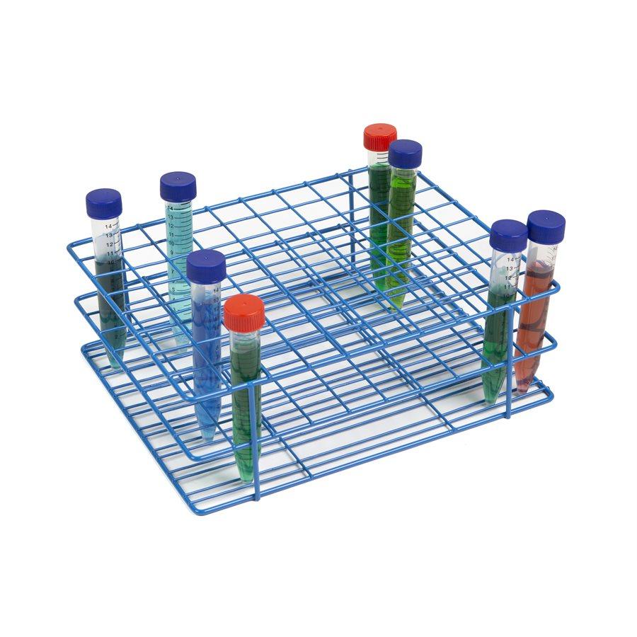 Heathrow Scientific 120765 Coated Wire Tube Rack 16-20mm 8x10 Format, Blue