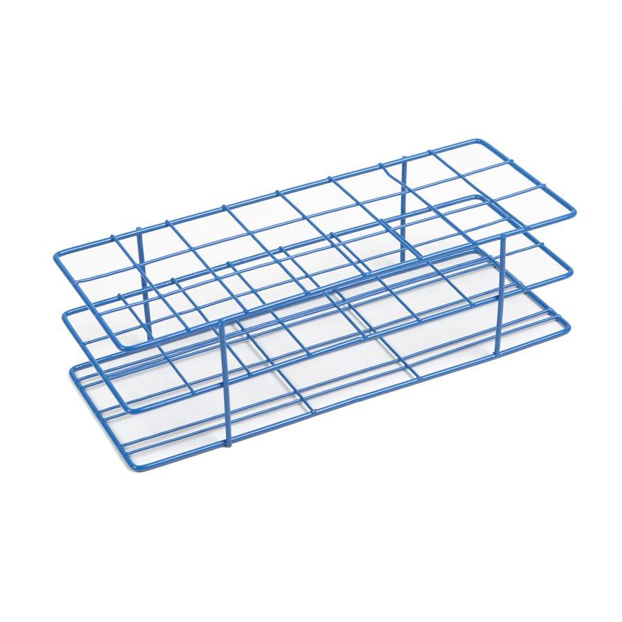 Heathrow Scientific 120769 Coated Wire Tube Rack 20-25mm 3x8 Format, Blue