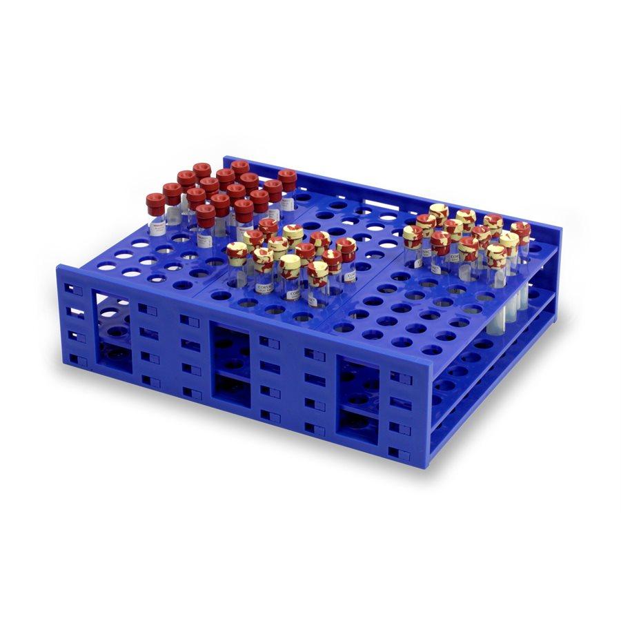 Heathrow Scientific 120115 Mega Rack Tube Rack Double for 13-16mm Tubes, Blue